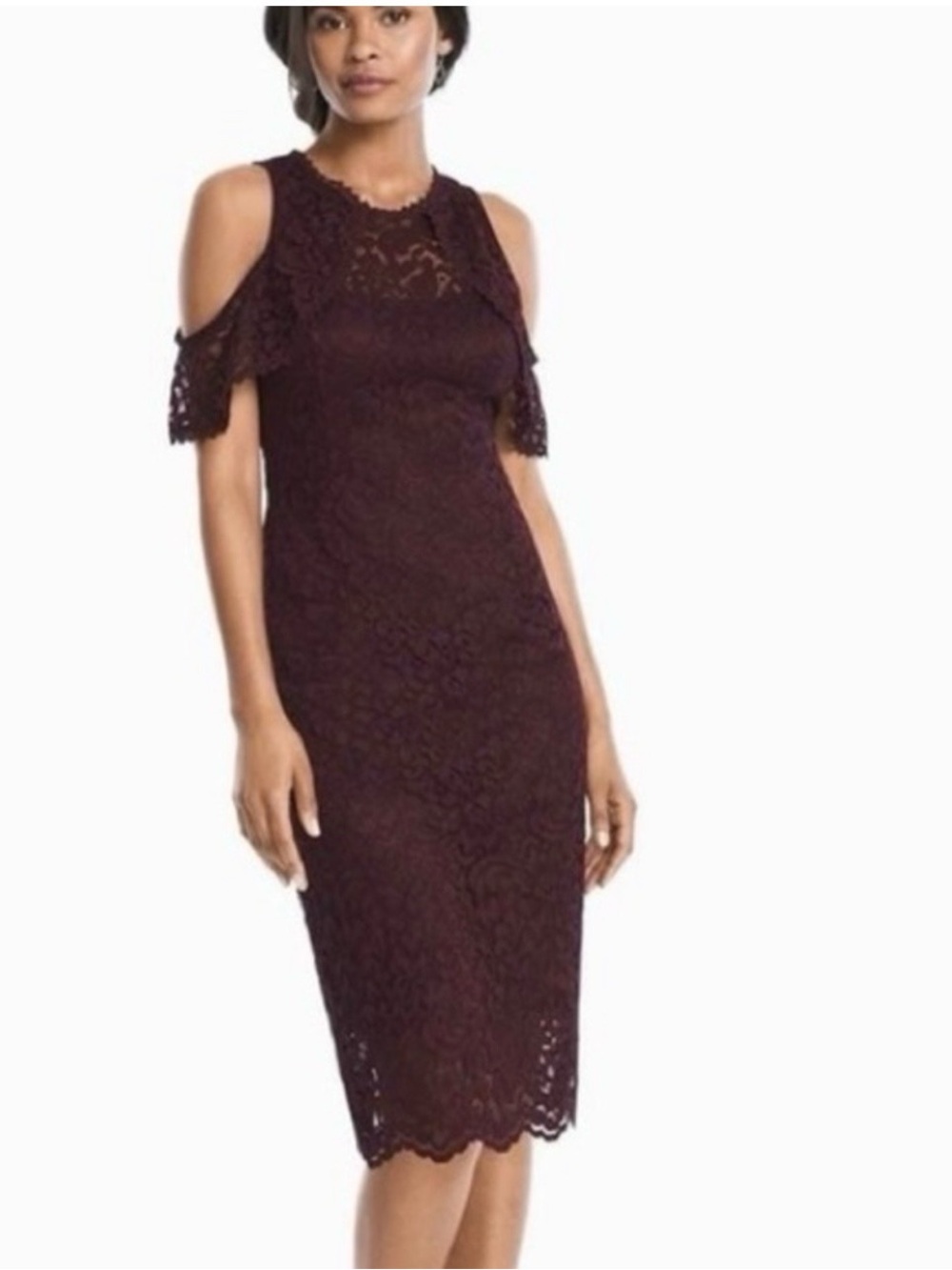 NWT size 6 White House Black Market- Cold-Shoulder Lace Sheath Dress